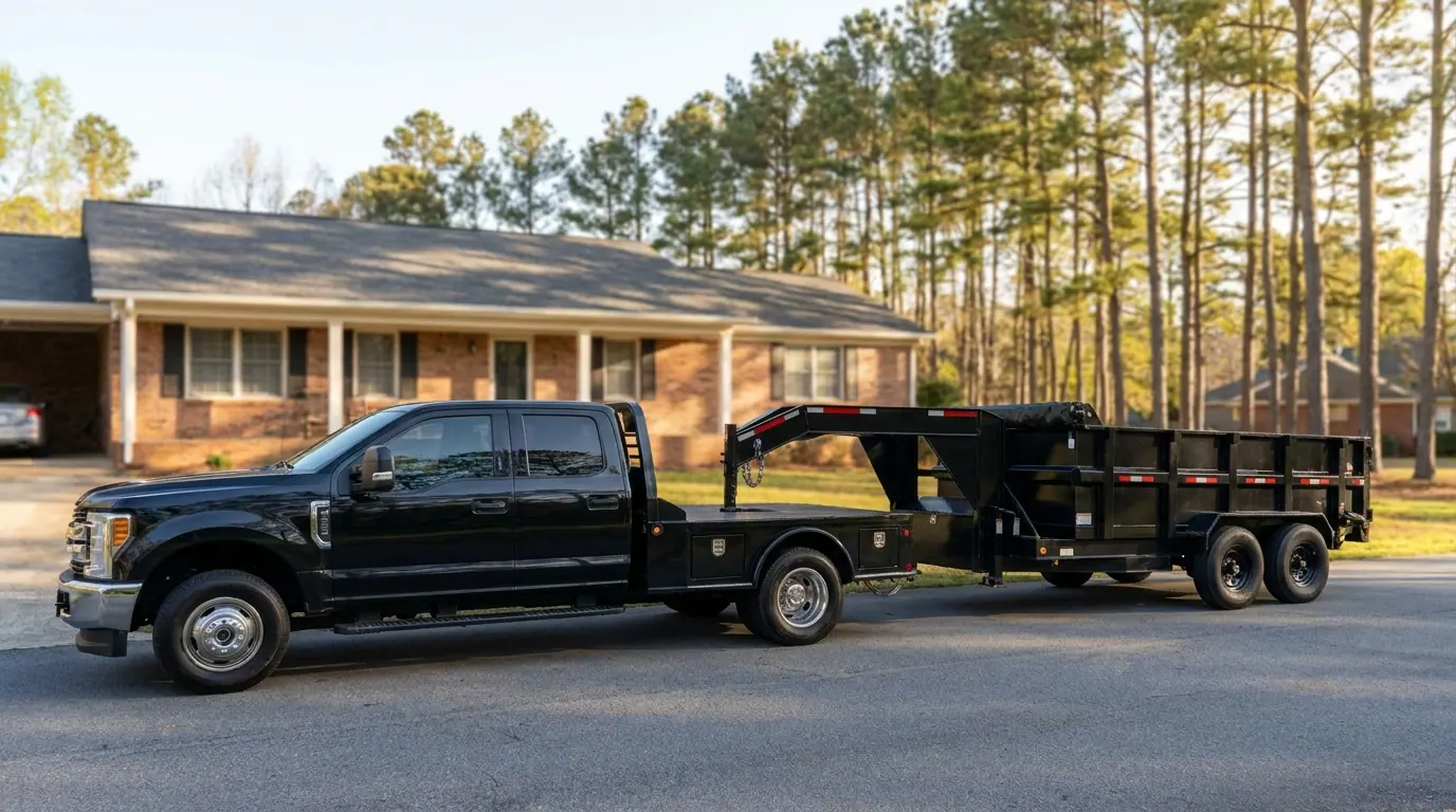 East Metro Trucking flatbed and rubber-tire dump trailer in Covington, GA